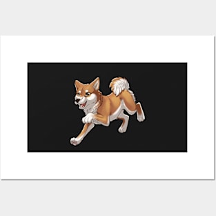 Red Shiba Inu Running Posters and Art